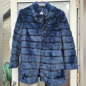 Laundry Shelli Segal Faux Deep Blue Navy Fur - size xs